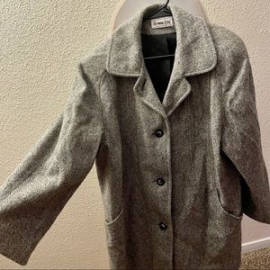 Herman Kay Vintage Gray Herringbone Wool Dry Clean Only Winter Coat Size 12
